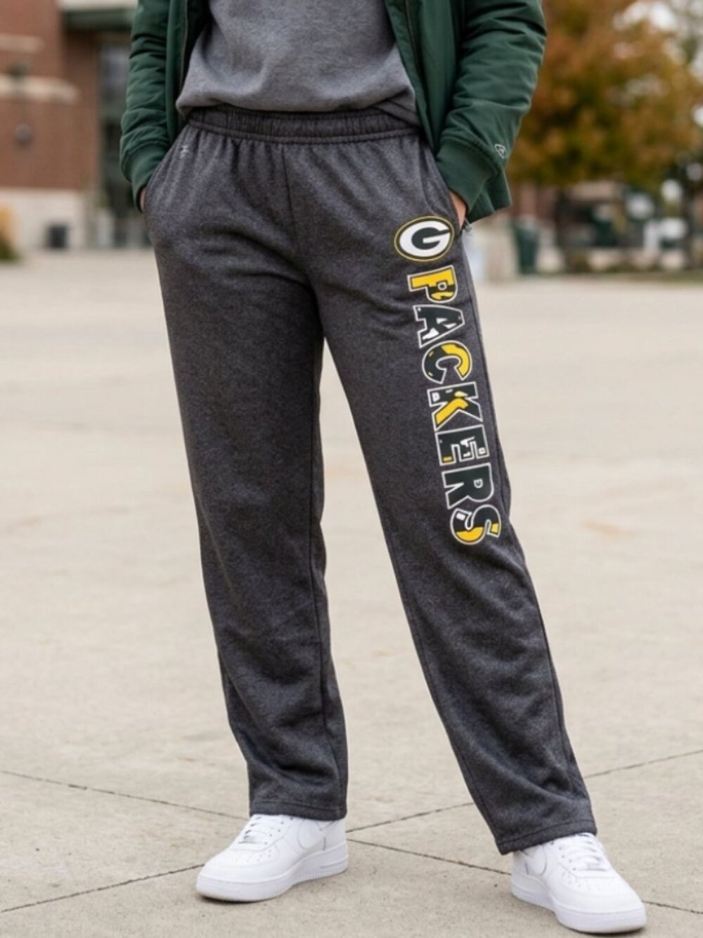 NFL Team Apparel Green Bay Packers Grey Fleece Lounge Sweatpants Women's XL